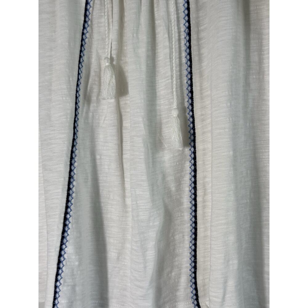 Lucky Brand Embroidered Tasseled Knit Tunic Blouse White Geometric Size 2X - Picture 4 of 11